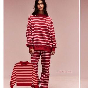 Parke Red and White Striped Sweatshirt